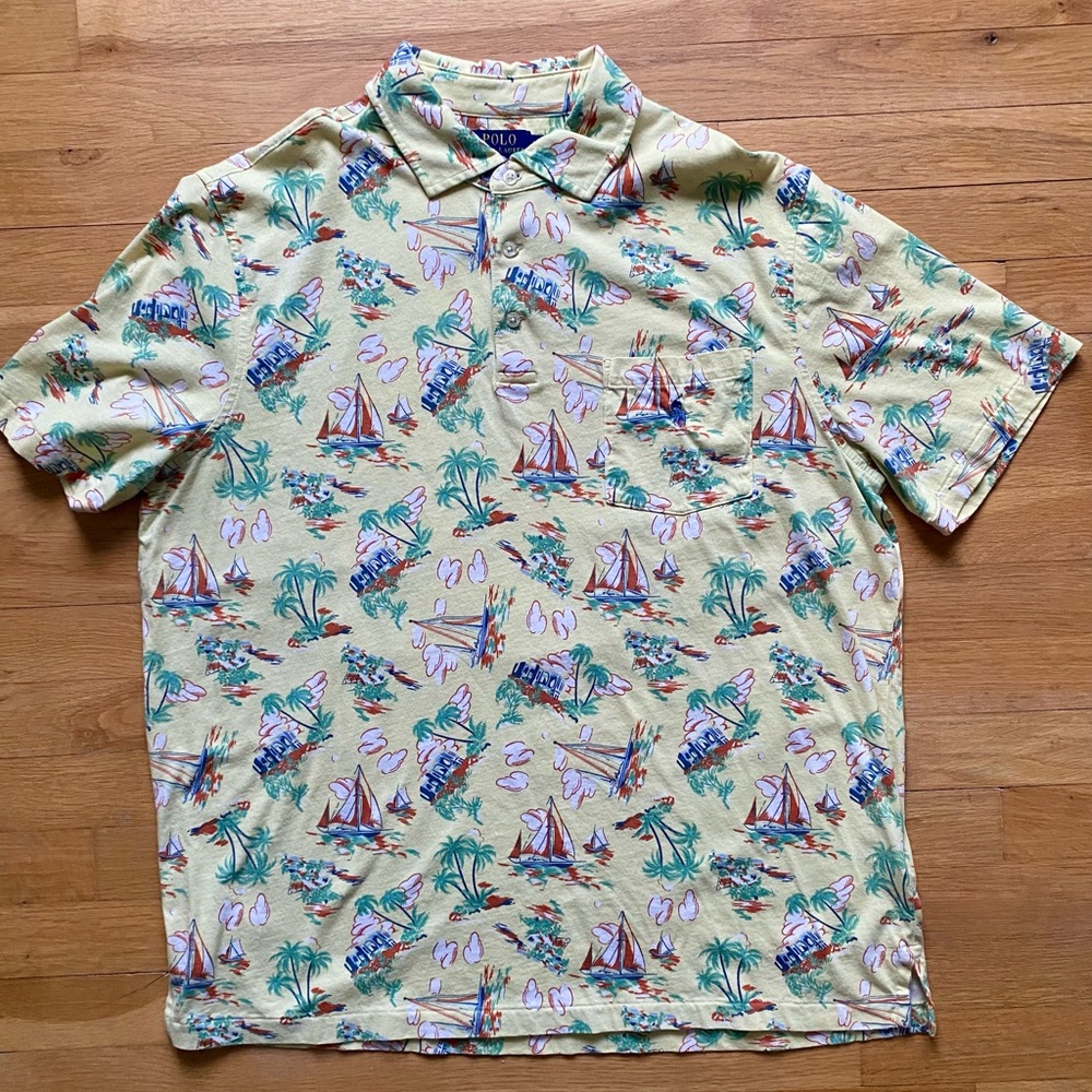 Ralph Lauren Yellow Tropical Print Men's Shirt